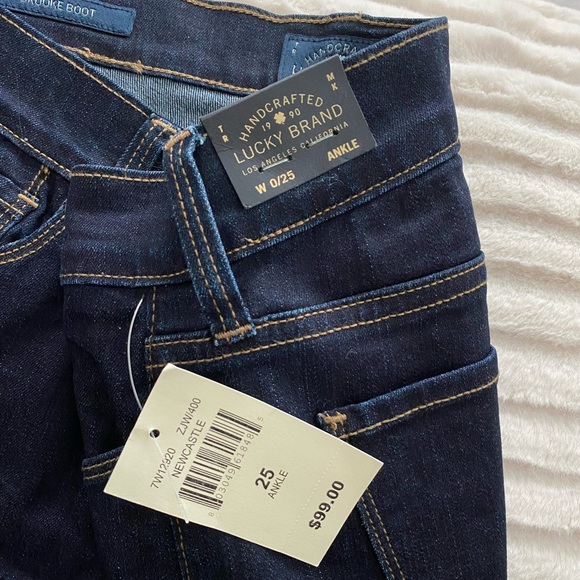 NWT 🏷 Lucky Brand Brooke Boot Mid Rise (Raw Hem) Denim Blue Jeans - Picture 5 of 11